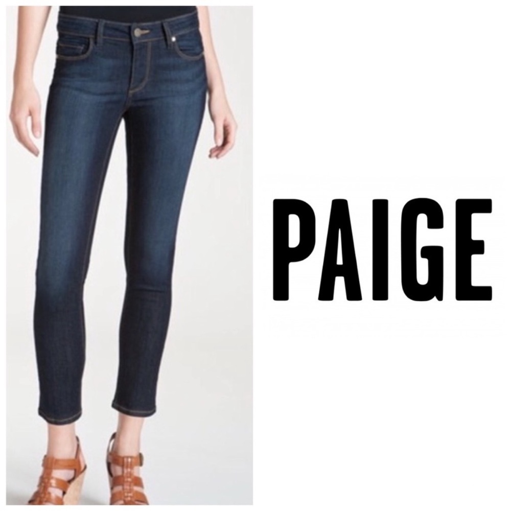 Kylie Crop Skinny Jeans Dark Blue Embroidered Pocket 27